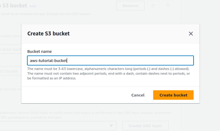 AWS SES Create S3 bucket